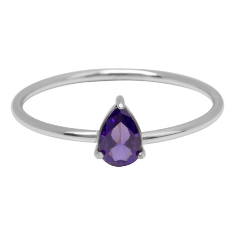 Charmin's Stalen Ring met Druppelvormig Lila Kristal Steentje R1737 – Dromerig Design 