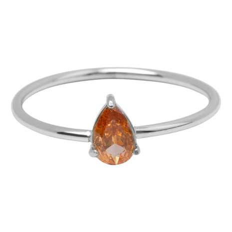 Bague Charmin's en acier avec cristal champagne en forme de larme R1734 – Éclat féminin