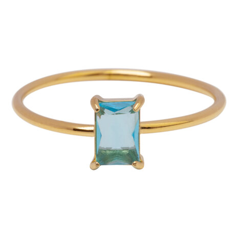 Bague Charmin's couleur or, pierre rectangulaire bleu clair R1729 – Icy Soft