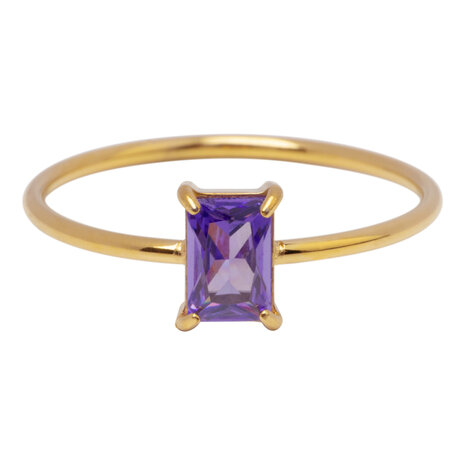 Charmin's Gold-Colored Ring Rectangular Purple Stone R1727 – Soft Glamour