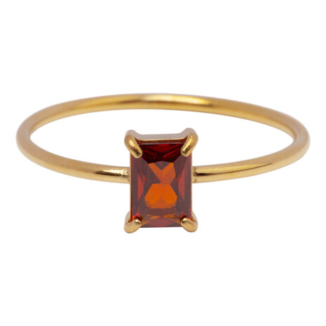 Charmin's Goldfarbener Ring Rechteckiger Rubinroter Stein R1726 – Königlicher Look