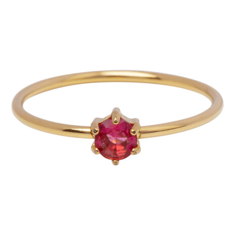 Bague Charmin's dorée avec pierre ronde rose et cristal R1705 – Sweet & Chic