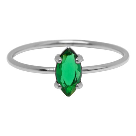 Charmin's Stalen Ring met Ellipsvormig Donkergroen Kristal Steentje R1681 – Stoere Luxe