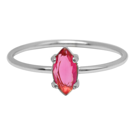 Charmin's Stalen Ring met Ellipsvormig Roze Kristal Steentje R1675 – Romantisch Detail