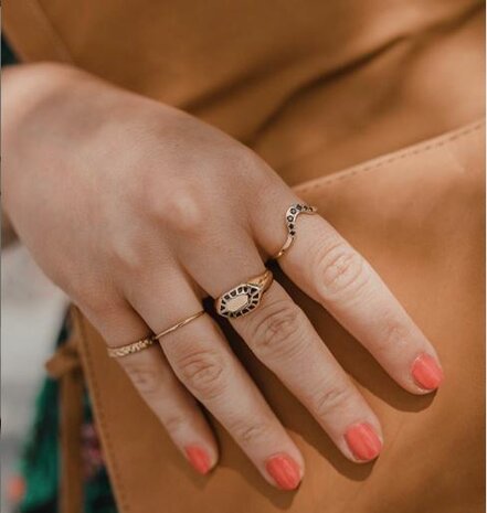 Charmin’s goudkleurige stapelring R674 Fancy Seal goldplated staal