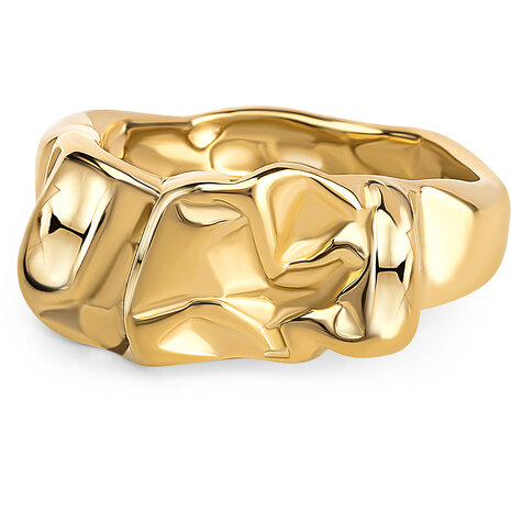 Charmin's Goudkleurige Chunky Ring met Mooie Bewerkinkingen R1838 Smal en Elegant