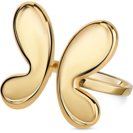Charmin's goldfarbige Chunky Ring mit einem abstrakten Schmetterling R1858 &ndash; Elegant und schick