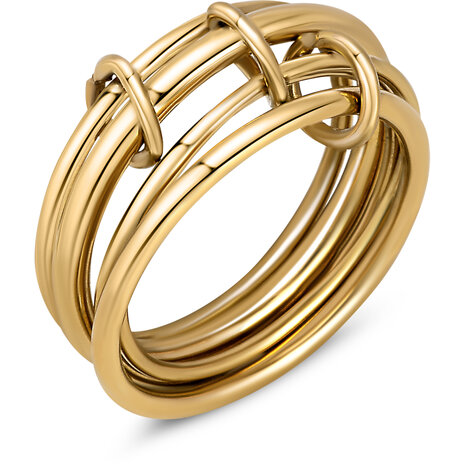 Bague &eacute;paisse couleur or avec cinq anneaux fins de Charmin R1850