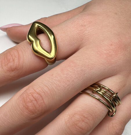 Bague &eacute;paisse couleur or avec cinq anneaux fins de Charmin R1850