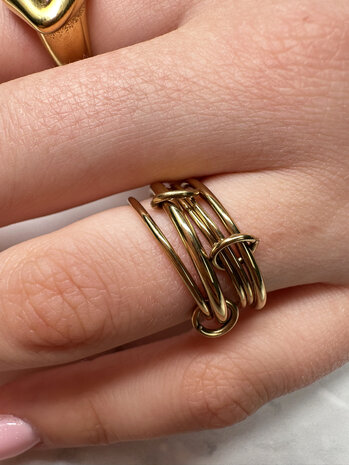 Bague &eacute;paisse couleur or avec cinq anneaux fins de Charmin R1850