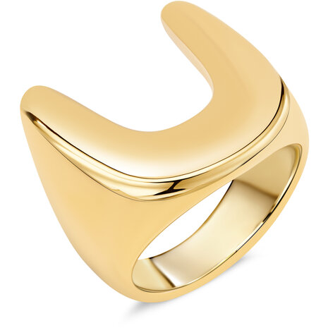 Charmins goldfarbener Chunky-Ring mit einer offenen U-f&ouml;rmigen Stahlbogen R1823 &ndash; Schlank und modern