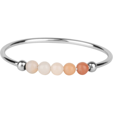 Charmin's Anxiety Ring Natural Stones Perzik Maansteen Beads Staal R1307