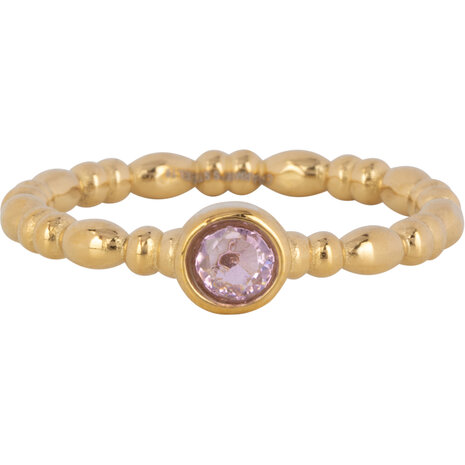 Charmins goldfarbener Ring mit rosa rundem Stein R1506 &ndash; verspielt und elegant