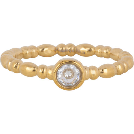 Charmins goldfarbener Ring mit rundem Kristallstein R1502 &ndash; verspielt und elegant