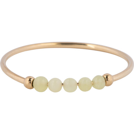 Charmin's Anxiety Ring NaturalStones Citroen Jade Beads Goudkleurig R1337