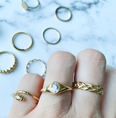 Charmin&rsquo;s ring R1037 Gevlochten Brede Ring Staal