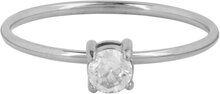 Charmin&rsquo;s Klassieke Solitair 1mm Ring Witte Steen Staal R1422