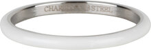 Bague empilable en &eacute;mail blanc de Charmin - Acier inoxydable &eacute;l&eacute;gant R1620