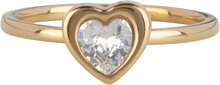 Charmin&#039;s Goldfarbener Ring mit herzf&ouml;rmigem wei&szlig;en Kristallstein aus Stahl R1654 &ndash; Romantischer Hingucker