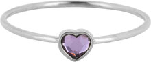 Charmin&#039;s Ring with Purple Lilac Heart Stone Steel R1569 &ndash; Birthstone February