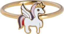 Bague enfant KIDZ en acier dor&eacute; avec licorne et ailes KR195 &ndash; Magique et ludique