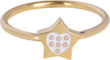 KIDZ Ring goldfarben Stern mit rosa Punkten Kinderring Stahl KR183 - Ein Stern f&uuml;r Dein Herz