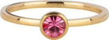 Charmin&#039;s Ring Goudkleurige Birthstone Januari Garnet Rode Kristal Staal Ronde Steen 4mm R1592