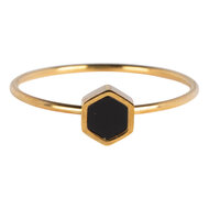 Charmin&rsquo;s goudkleurige stapelring R711 Hexagram goldplated staal