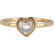 Charmin&#039;s Gold-Colored Ring with Heart-Shaped White Crystal Stone Steel R1654 &ndash; Romantic Eyecatcher