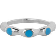 Charmin&#039;s Zilverkleurig Ring Met Blauwe Ronde Emaille Bollen Staal R1499