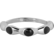 Charmin&#039;s Ring Met Zwarte Ronde Emaille Bollen Staal R1493