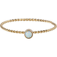 Charmin&#039;s Godkleurig Gedraaide Birthstone Ring Opaal Staal R1461