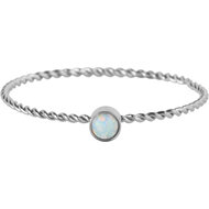 Charmin&#039;s Gedraaide Birthstone Ring Opaal Staal R1460