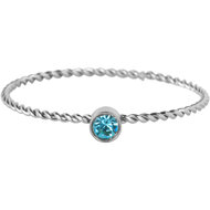 Charmin&#039;s Gedraaide Birthstone ring Licht Blauw Kristal Staal R1454