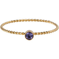 Charmin&#039;s Goudkleurig Gedraaide Birthstone ring Lila Paars Kristal Staal R1453