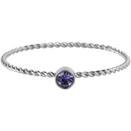 Charmin&#039;s Gedraaide Birthstone ring Lila Paars Kristal Staal R1452