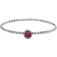 Charmin&#039;s Gedraaide Birthstone Ring Roze Kristal Staal R1450