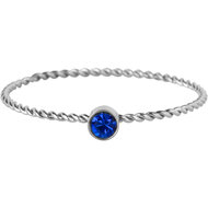Charmin&#039;s Gedraaide Birthstone Ring Donker Blauw Kristal Staal R1444