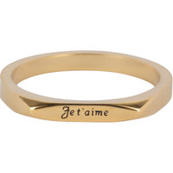 Charmin&#039;s Gold-Colored Petite Signet Ring with Engraving &quot;Je t&#039;aime&quot; Steel R1403 &ndash; A Loving Detail