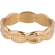 Charmin&rsquo;s Ring Kauri Schelpen Goudkleurig Staal R1247
