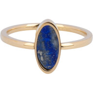Charmin&#039;s Gold-colored Oval Signet Ring with Oval Lapis Lazuli Gemstone Steel R1214