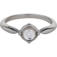 Charmin&rsquo;s Ronde Ring met Doorzichtige Witte Shiny Steen Staal R1165