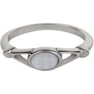 Charmin&rsquo;s Ovale Elegante Witte Cateye Ring Staal R1159