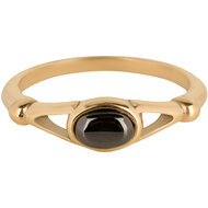 Charmin&rsquo;s Ovale Elegante Ring met Zwarte Edelsteen Goud R1158