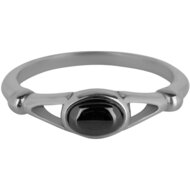 Charmin&rsquo;s Ovale Elegante Ring met Zwarte Edelsteen Staal R1157