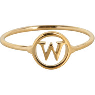 Charmin&#039;s Open Ronde Zegelring Vergulde Initialen R1121 Letter W