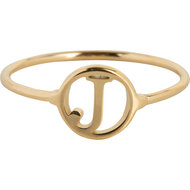 Charmin&rsquo;s initialen open ronde zegelring Goldplated R1121 Letter J