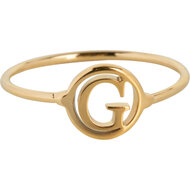 Charmin&rsquo;s initialen open ronde zegelring Goldplated R1121 Letter G