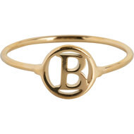 Charmin&rsquo;s initialen open ronde zegelring Goldplated R1121 Letter B