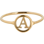 Charmin&rsquo;s initialen open ronde zegelring Goldplated R1121 Letter A 